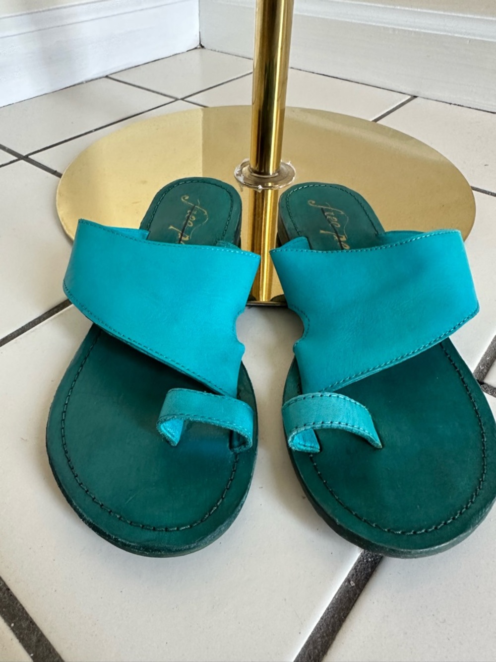 NWOB Free People Sant Antoni Turquoise Slide - Size 36 - Picture 4 of 9